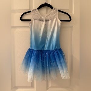 Sparkling Blue and White Kids Dance Costume
